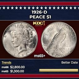 1926-d Peace Dollar $1 ms65+ SEGS