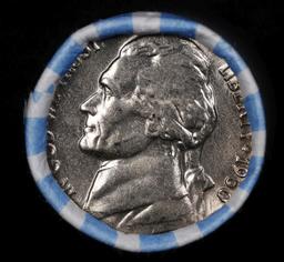 BU Shotgun Jefferson 5c roll, 1960-p 40 pcs Bank $2 Nickel Wrapper