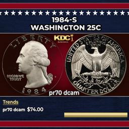 1984-s Proof Washington Quarter 25c pr70 dcam SEGS