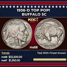 1936-d Buffalo Nickel TOP POP! 5c ms68 SEGS