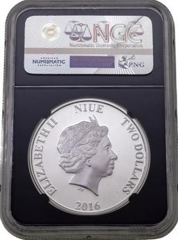 NGC NGC 2016 Star Wars Classic Princess Leia 1oz Silver $2 Australlian Tuvalu Proof pr70 dcam NGC Ot