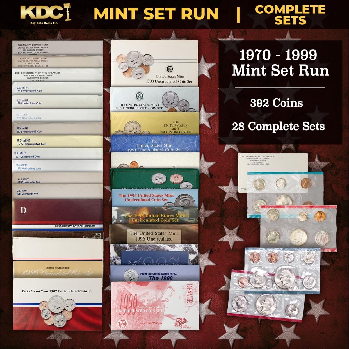 1970-1999 Mint Set Run 392 Coins 28 Complete Sets Includes All Ike Years