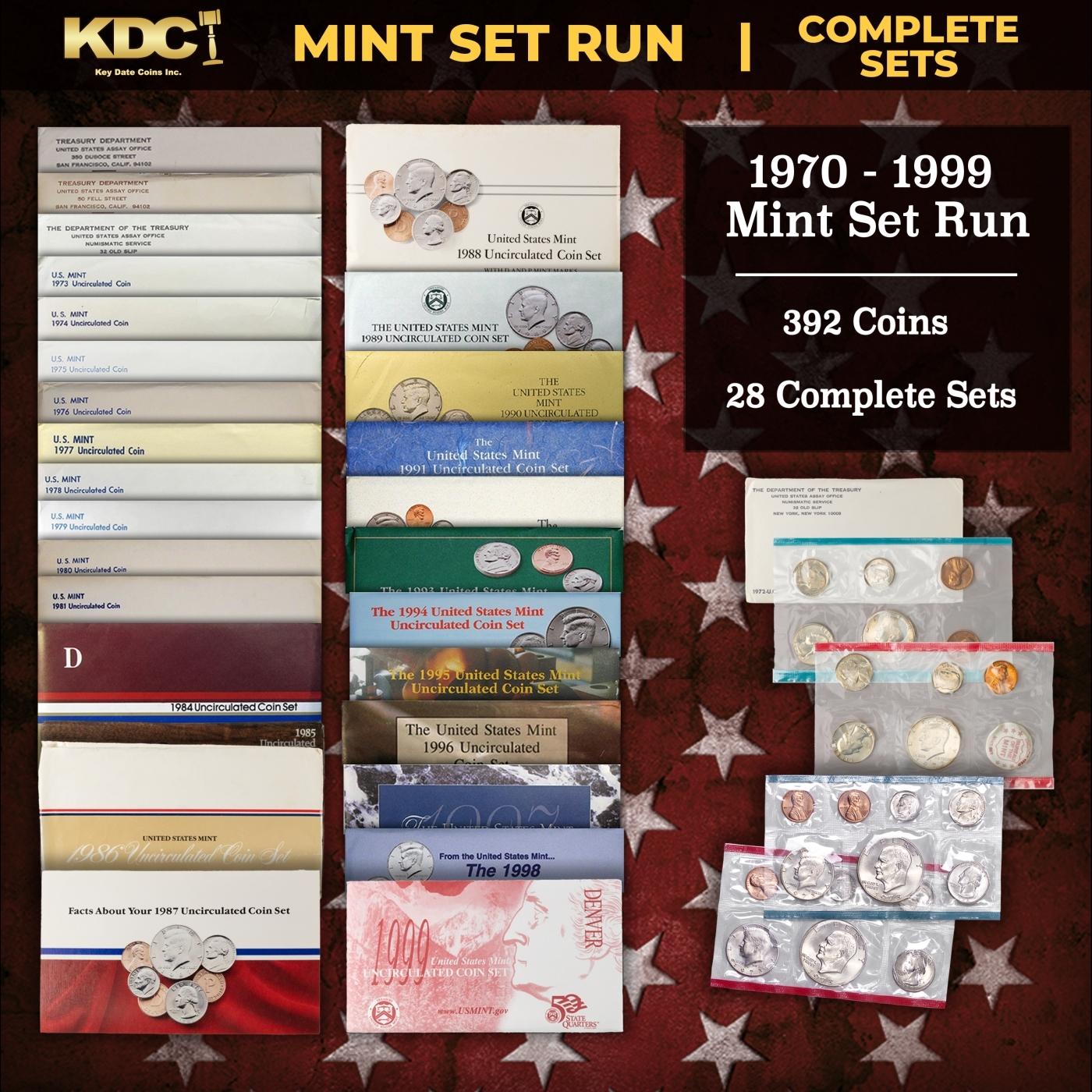 1970-1999 Mint Set Run 392 Coins 28 Complete Sets Includes All Ike Years
