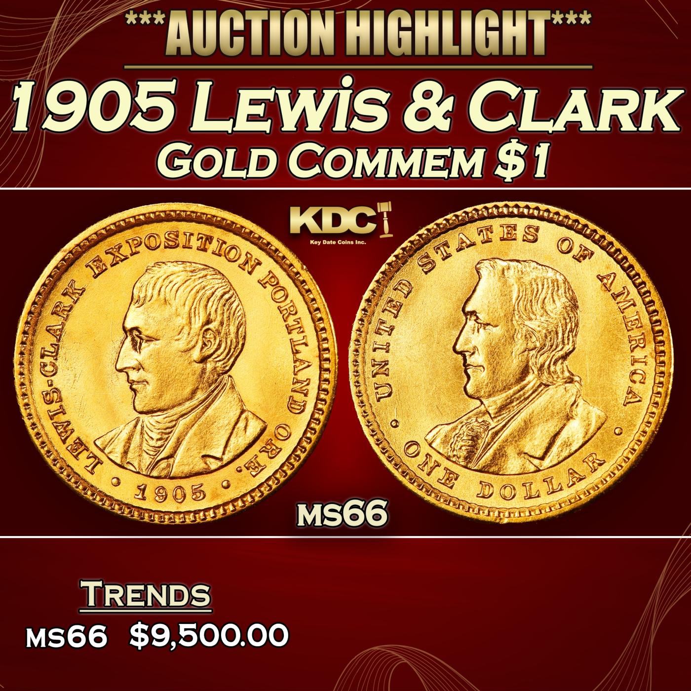 1905 Lewis & Clark Gold Commem Dollar 1 ms66 SEGS