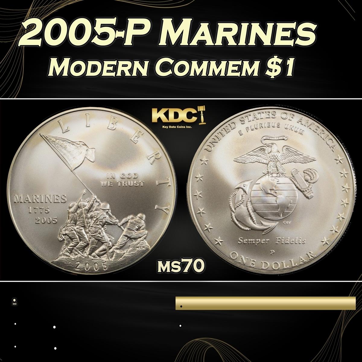 2005-P Marines Modern Commem Dollar $1 ms70 SEGS