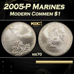 2005-P Marines Modern Commem Dollar $1 ms70 SEGS
