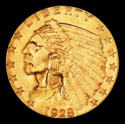 1928-p Gold Indian Quarter Eagle TOP POP! $2 1/2 ms66+ USCG