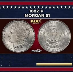 1882-p Morgan Dollar $1 Grades ms63+