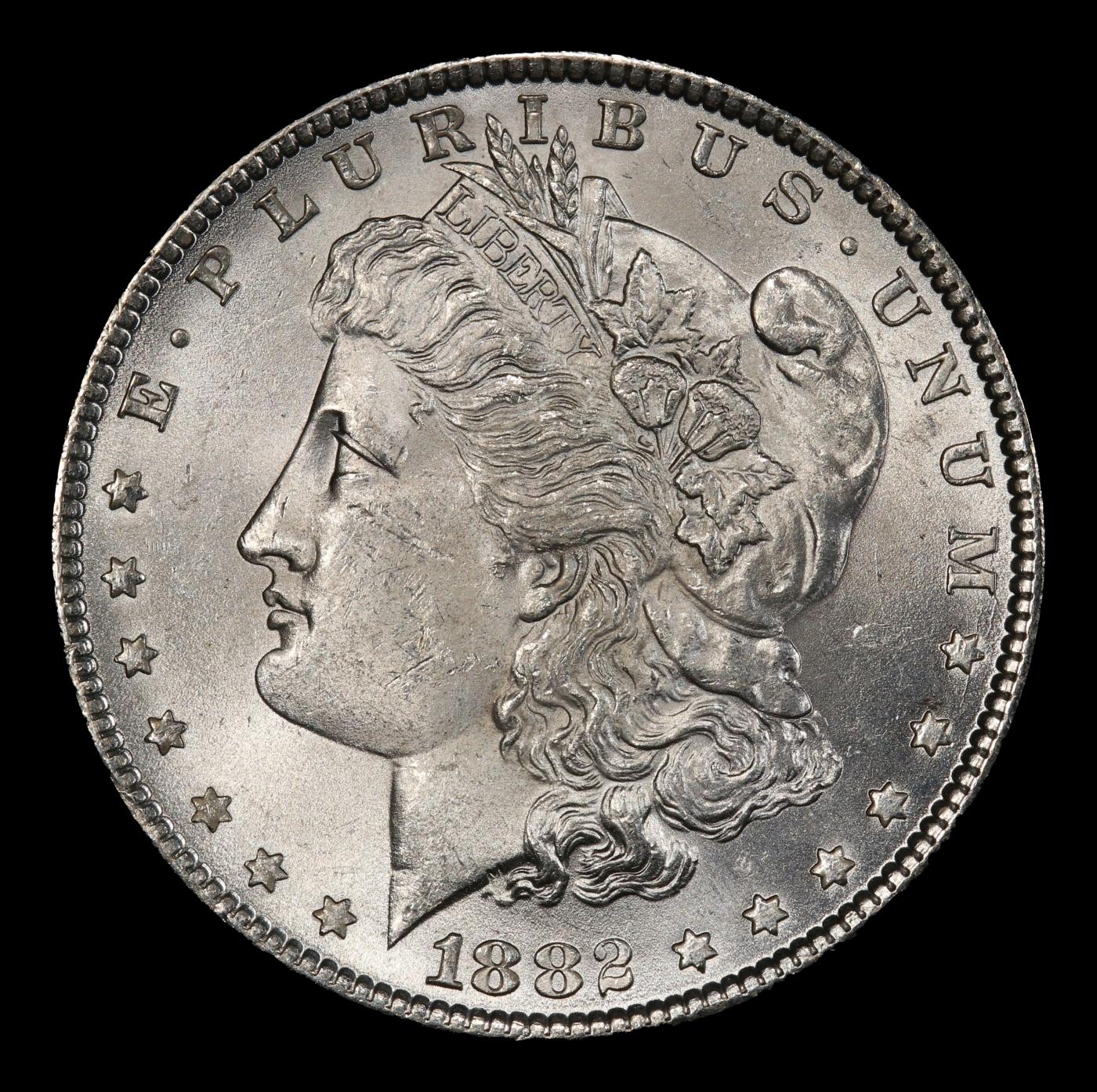 1882-p Morgan Dollar $1 Grades ms63+