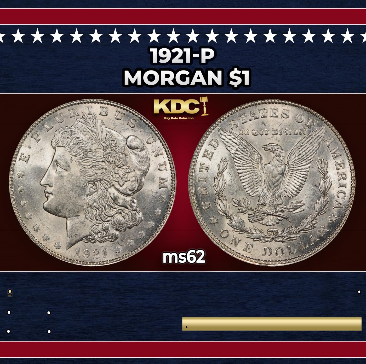 1921-p Morgan Dollar $1 Grades ms62