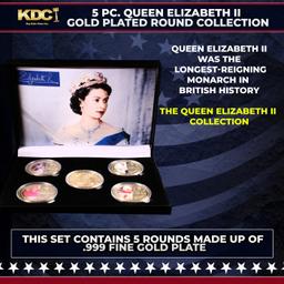 5 Coin Queen Elizabeth II Gold Plated Round Collection A