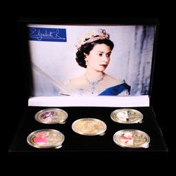 5 Coin Queen Elizabeth II Gold Plated Round Collection A