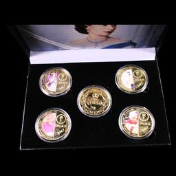 5 Coin Queen Elizabeth II Gold Plated Round Collection A