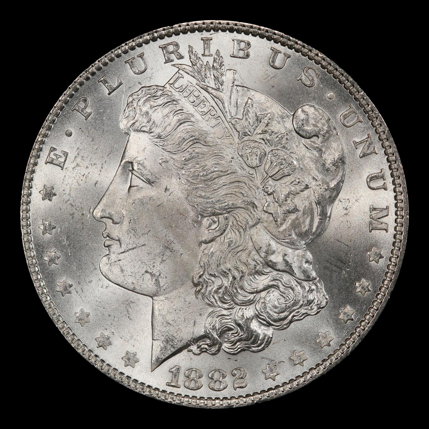1882-p Morgan Dollar $1 Grades ms63+
