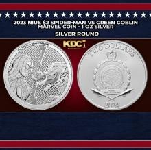 2023 Niue $2 Spider-Man vs Green Goblin Marvel Coin - 1 oz Silver Round Round