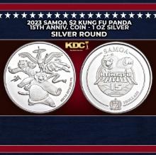 2023 Samoa $2 Kung Fu Panda 15th Anniv. Coin - 1 oz Silver Round Round