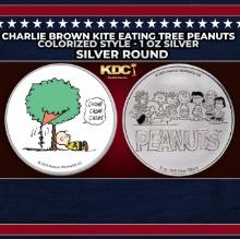 Charlie Brown Kite Eating Tree Peanuts Colorized Style - 1 oz Silver Round Round