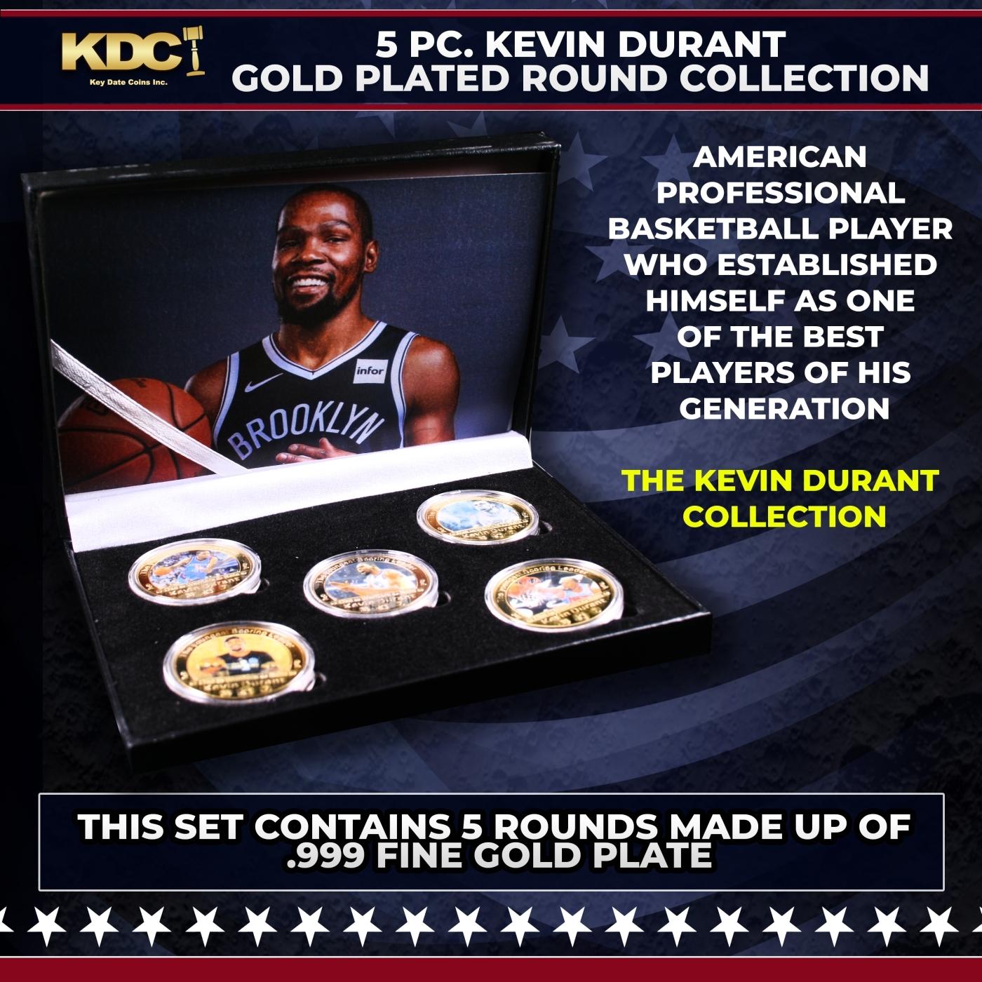 5 Coin Kevin Durant Gold Plated Round Collection