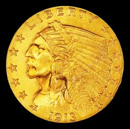 1913-p Gold Indian Quarter Eagle Near Top Pop! $2 1/2 ms66 USCG