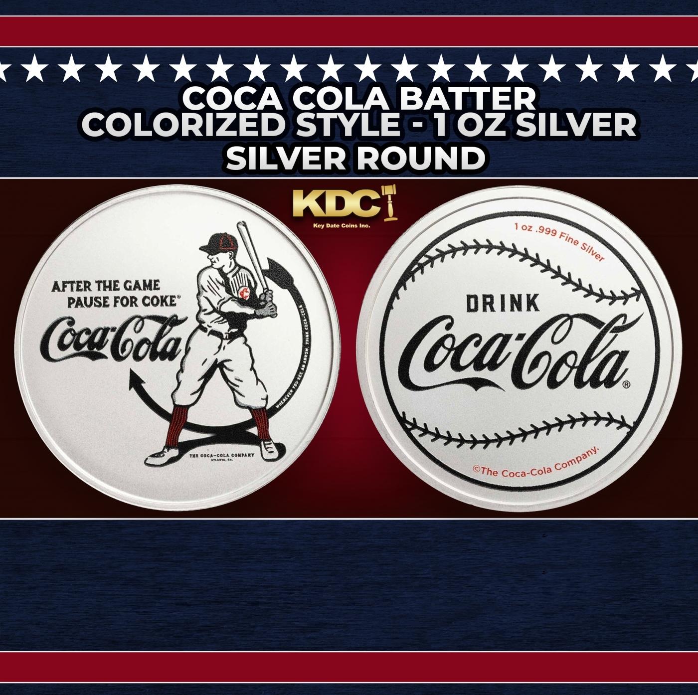Coca Cola Batter Colorized Style - 1 oz Silver Round Round