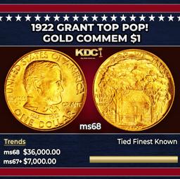 1922 Grant Gold Commem Dollar TOP POP! 1 ms68 SEGS