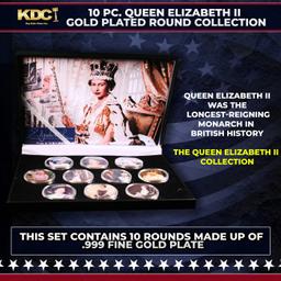 10 Coin Queen Elizabth II Gold Plated Round Collection