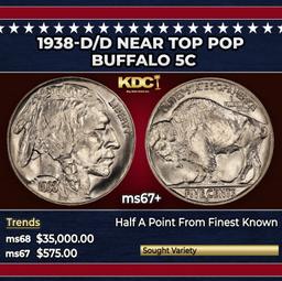 1938-d/d Buffalo Nickel Near Top Pop 5c ms67+ SEGS
