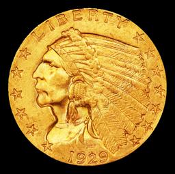 1929-p Gold Indian Quarter Eagle Near Top Pop! $2 1/2 ms66+ USCG