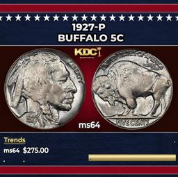 1927-p Buffalo Nickel 5c Grades ms64