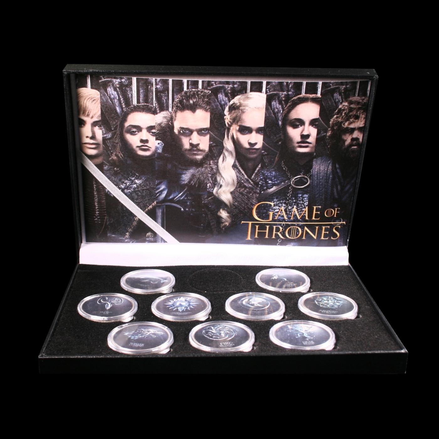 9 Coin Game of Thrones Silver Plated Round Collection