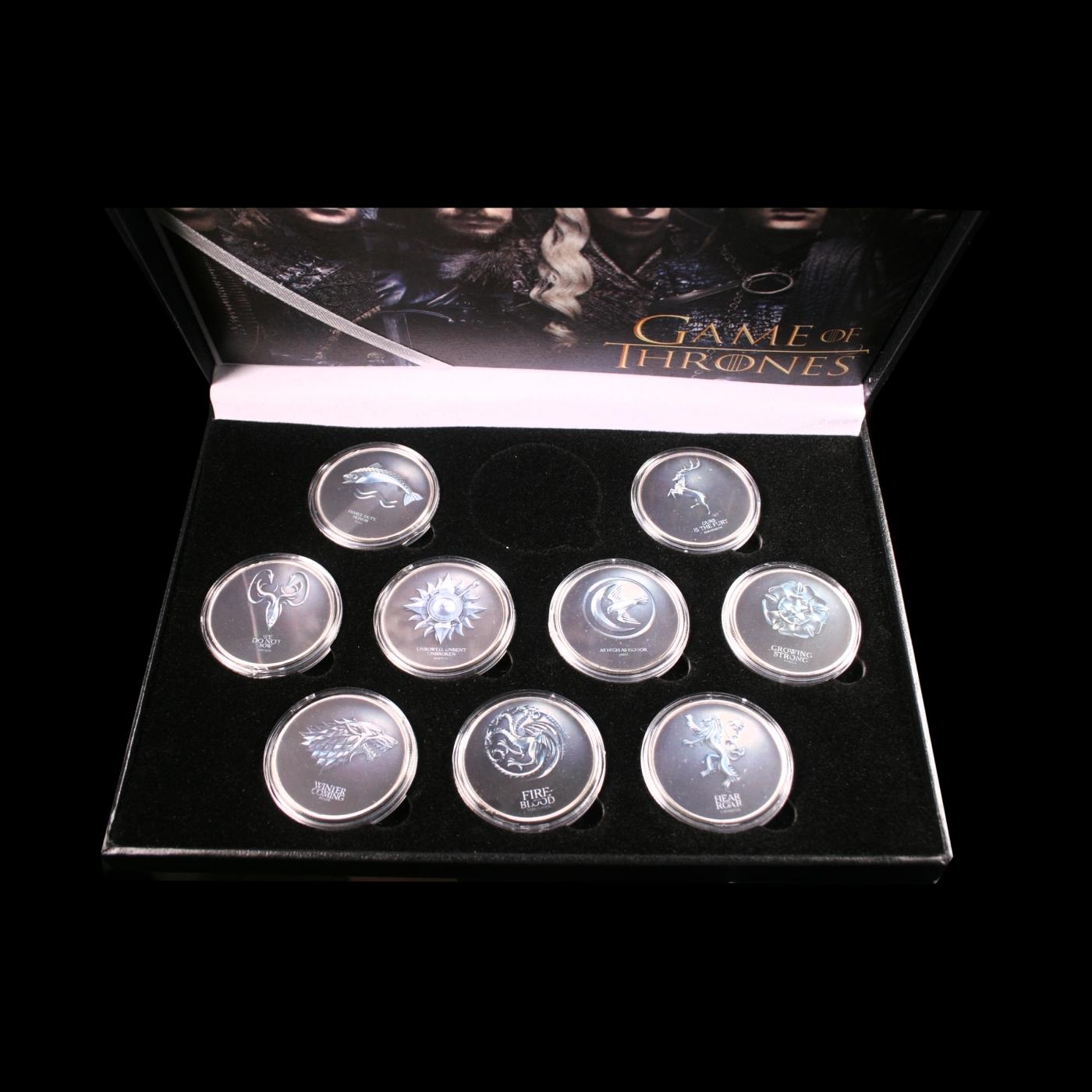 9 Coin Game of Thrones Silver Plated Round Collection