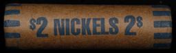 BU Shotgun Jefferson 5c roll, 1996-p 40 pcs Bank $2 Nickel Wrapper