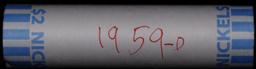 BU Shotgun Jefferson 5c roll, 1959-d 40 pcs Bank $2 Nickel Wrapper