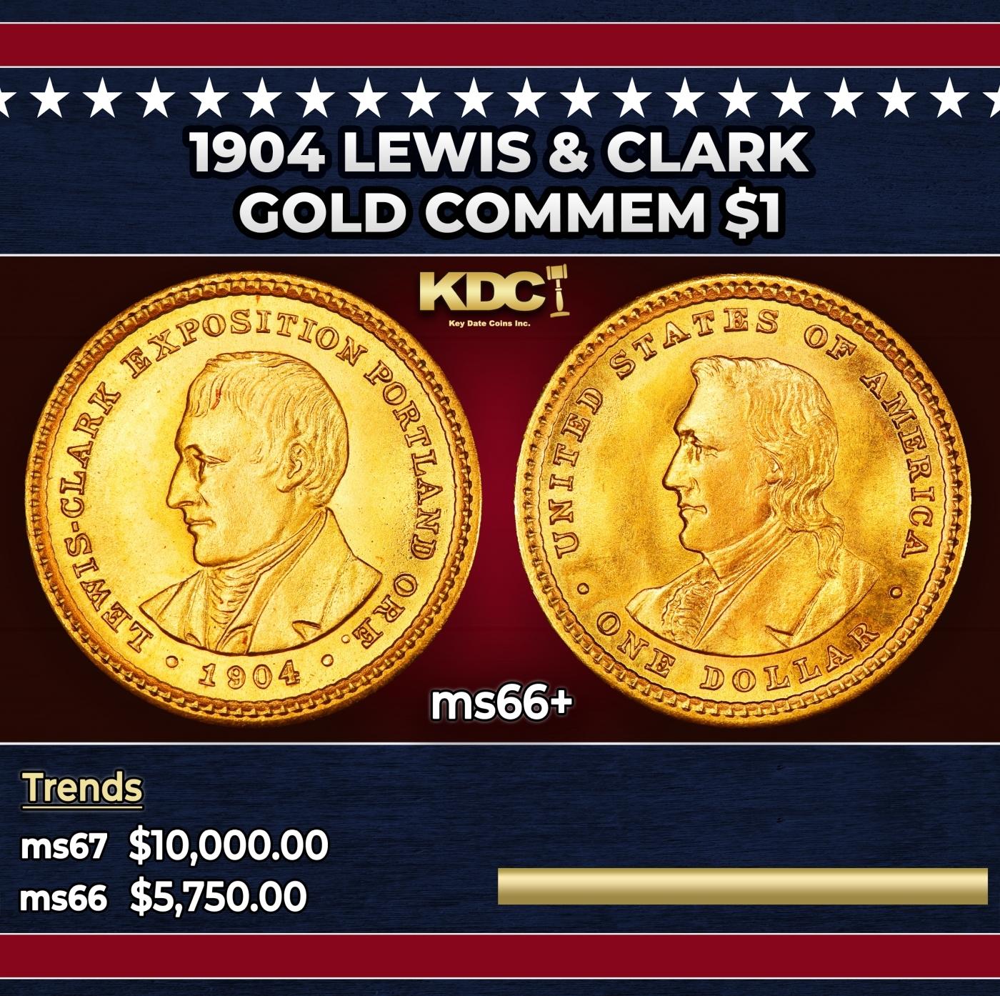 1904 Lewis & Clark Gold Commem Dollar 1 ms66+ SEGS