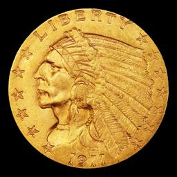 1911-p Gold Indian Quarter Eagle TOP POP! $2 1/2 ms66 USCG