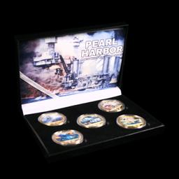 5 Coin Pearl Harbor Gold Plated Round Collection
