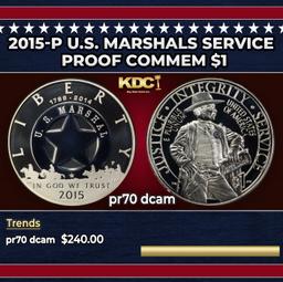 2015-P U.S. Marshals Service Proof Modern Commem Dollar $1 pr70 dcam SEGS