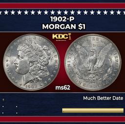 1902-p Morgan Dollar $1 Grades ms62