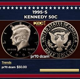 1995-s Proof Kennedy Half Dollar 50c pr70 dcam SEGS