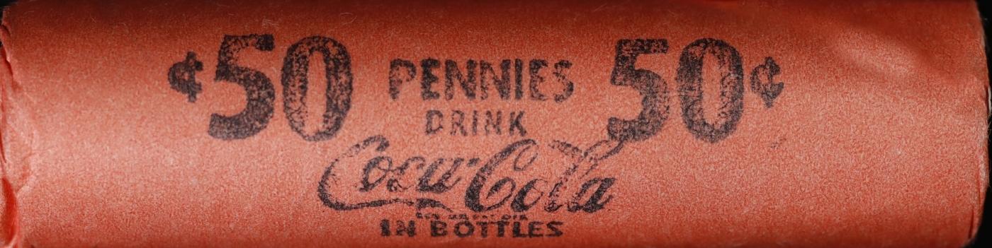 NEW! *WatchmakerÂ’s Hoard* Original Covered End Coca Cola Mixed Lincoln Wheat Cent Roll 1c 50 Coins