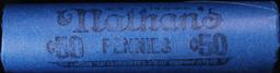 NEW! *WatchmakerÂ’s Hoard* Original Covered End Nathans Mixed Lincoln Wheat Cent Roll 1c 50 Coins 19