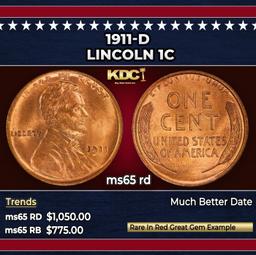 1911-d Lincoln Cent 1c ms65 rd SEGS