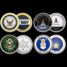 4 OZ .999 Fine Silver Set US Armed Forces Colorized Collection