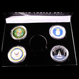4 OZ .999 Fine Silver Set US Armed Forces Colorized Collection