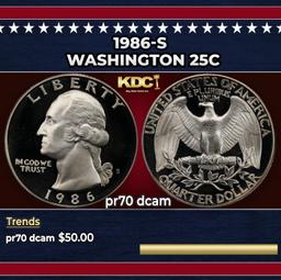 1986-s Proof Washington Quarter 25c pr70 dcam SEGS
