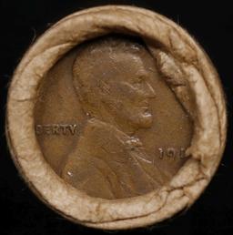 Lincoln Wheat Cent 1c Mixed Roll Orig Brandt McDonalds Wrapper, 1914-p end, Indian other end