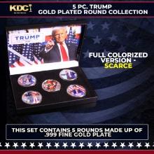 5 Coin Gold Plated President Trump MAGA Colorized Tribute Set