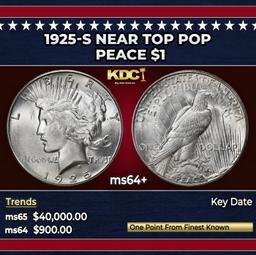 1925-s Peace Dollar Near Top Pop $1 ms64+ SEGS