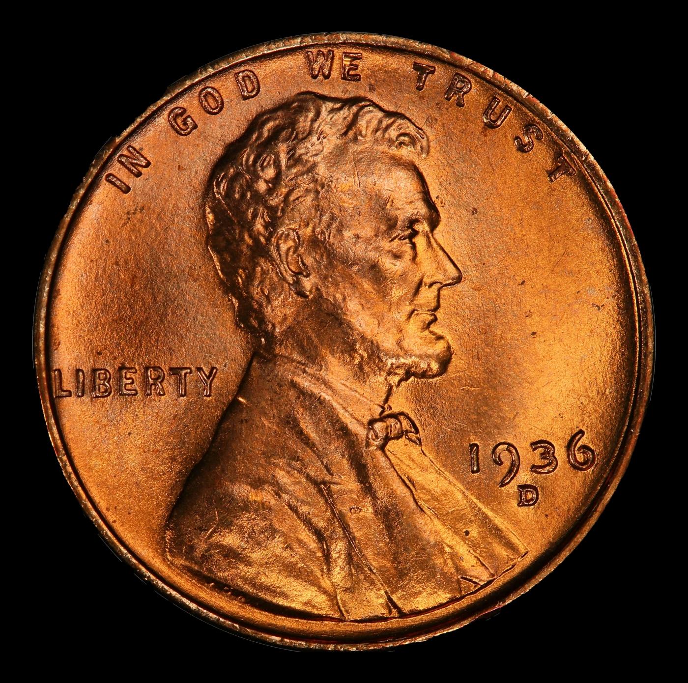 1936-d Lincoln Cent Near Top Pop 1c ms67+ rd SEGS