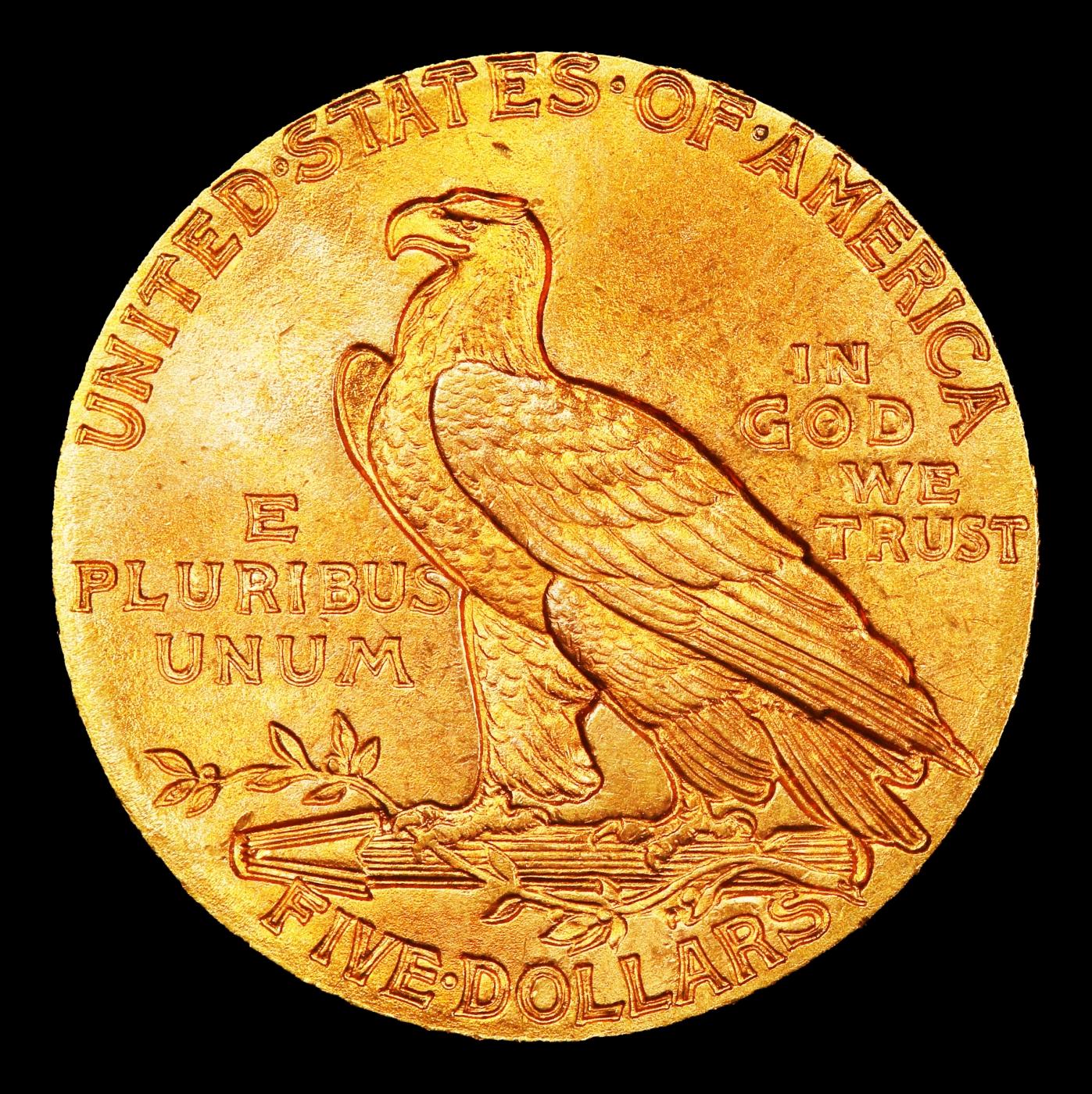 1909-p Gold Indian Half Eagle $5 ms64+ USCG
